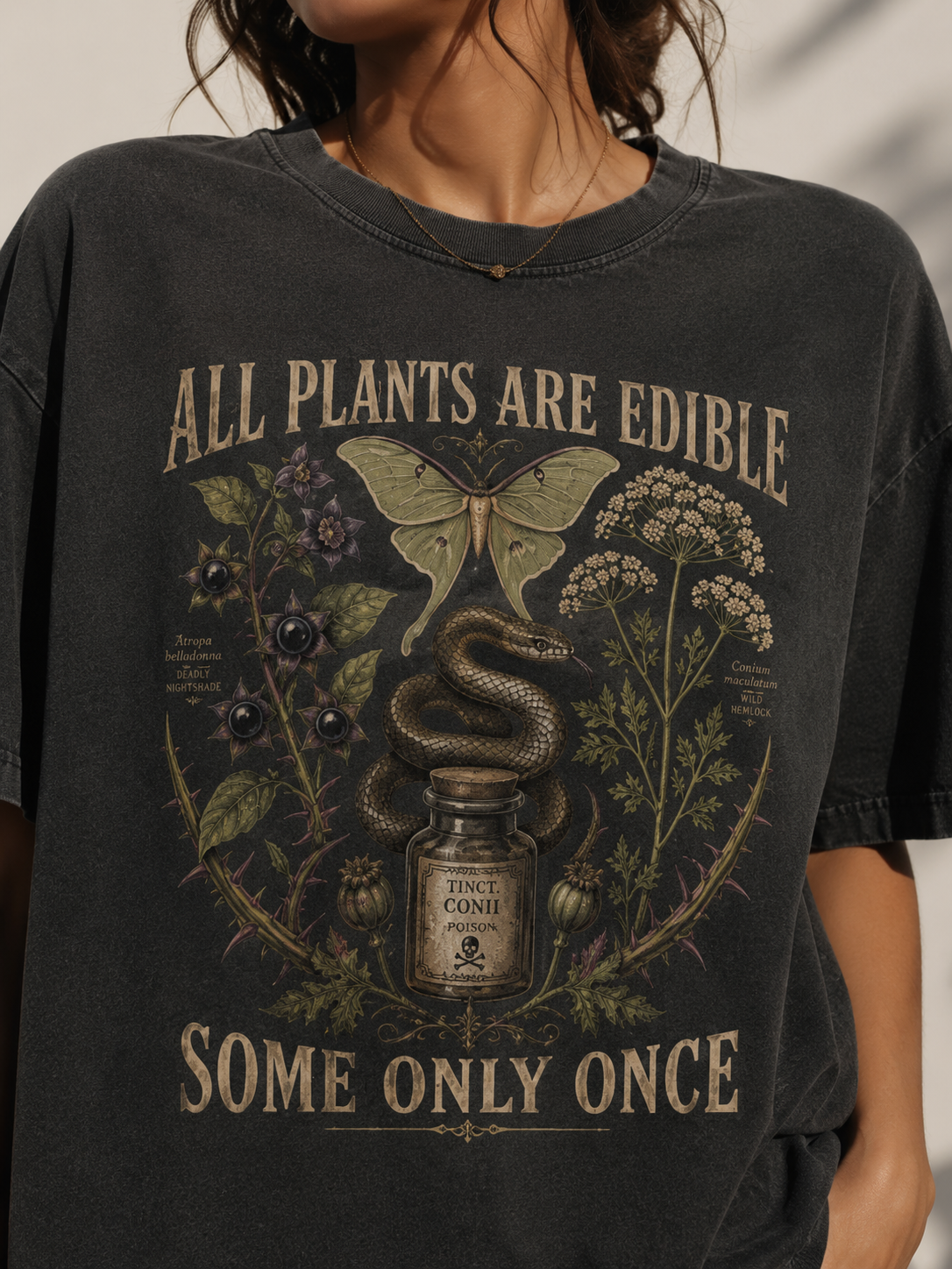 Vintage Botanical Graphic Tee | Dark Academia Aesthetic