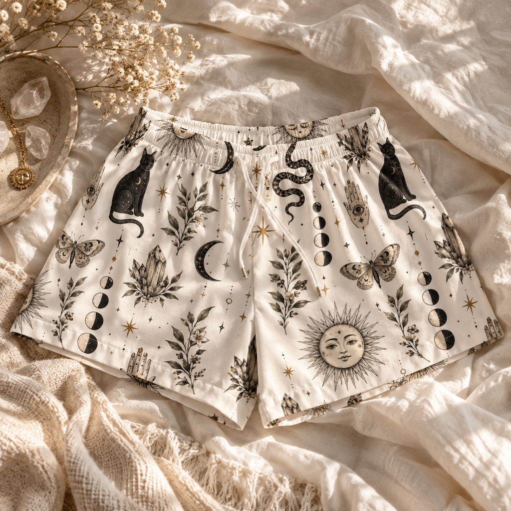 Celestial Print Pajama Shorts