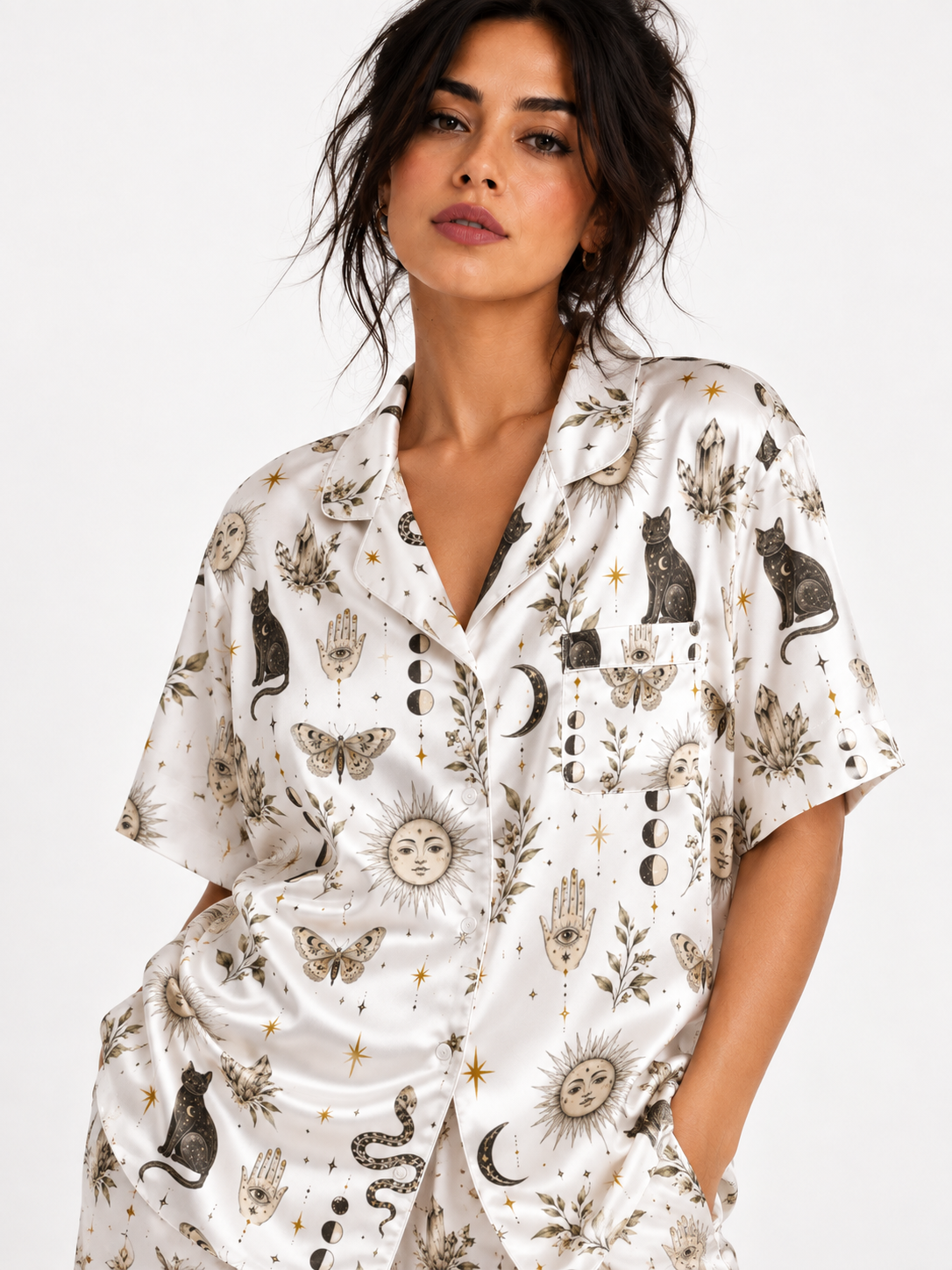 Celestial Print Pajama Top