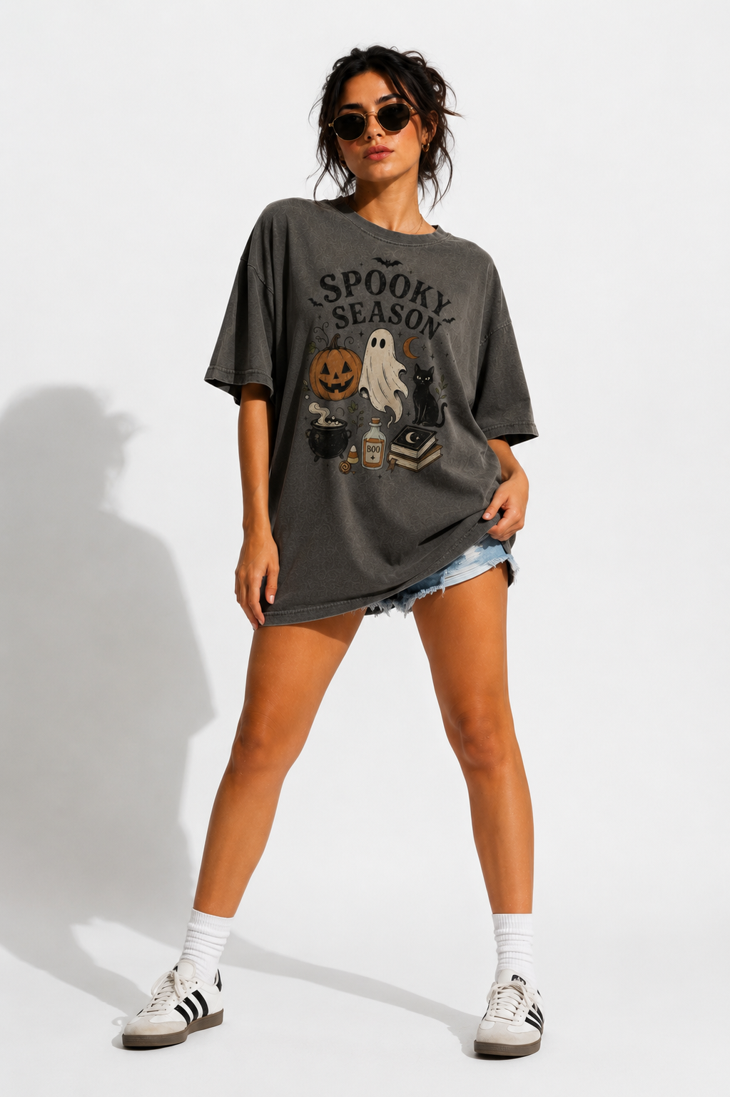 Spooky Season Vintage Halloween Shirt, Ghost Pumpkin Black Cat Tee