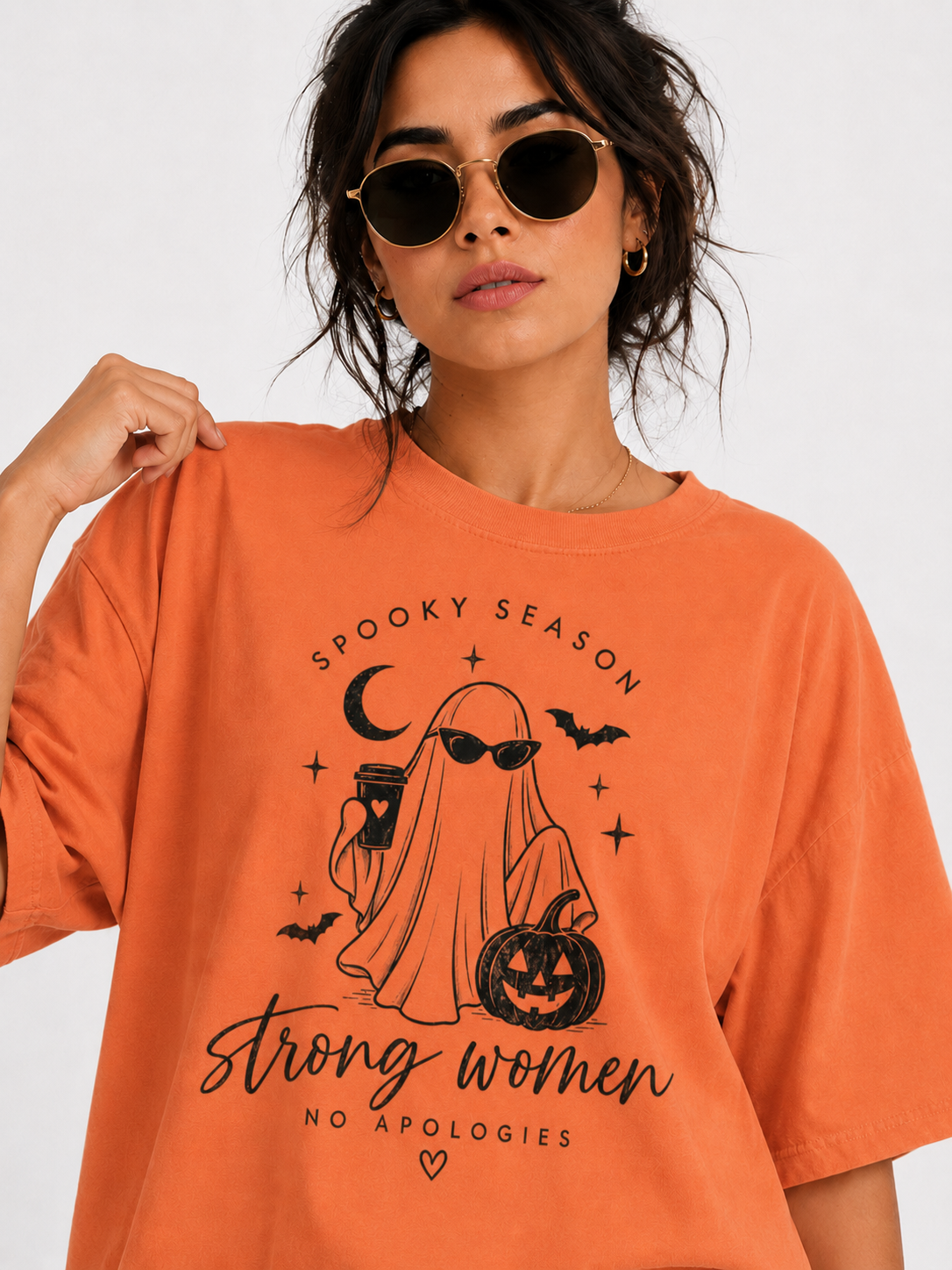 Spooky Season Strong Women No Apologies Shirt, Ghost Halloween Tee