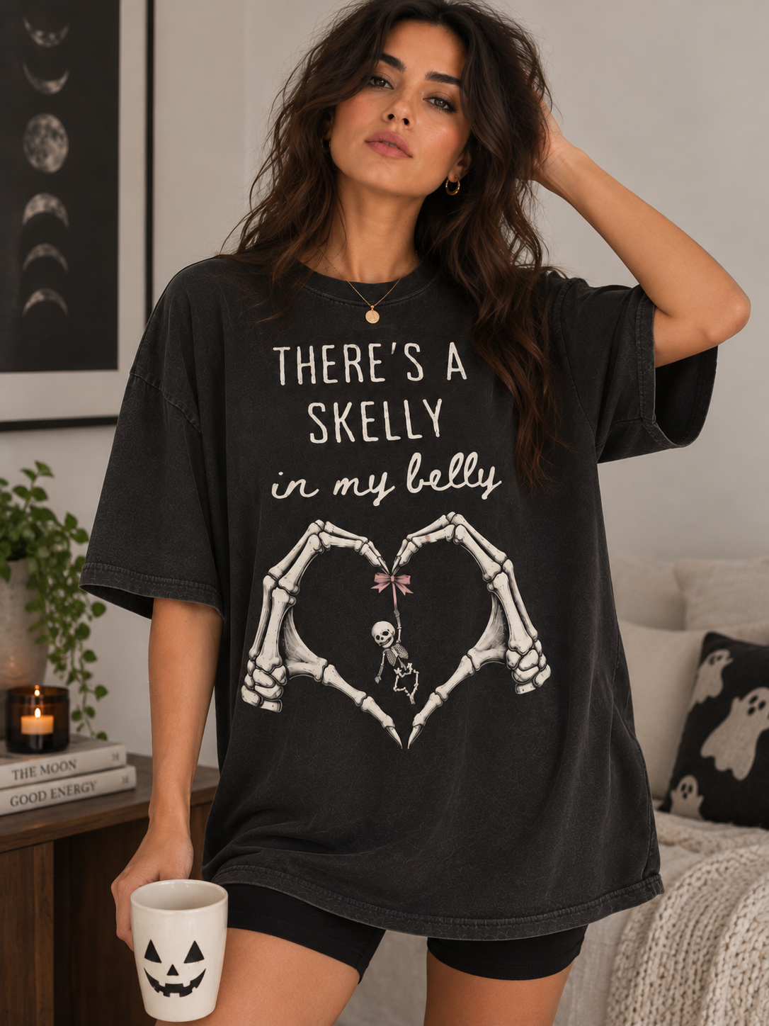Skelly in My Belly Shirt, Halloween Pregnancy Announcement Tee