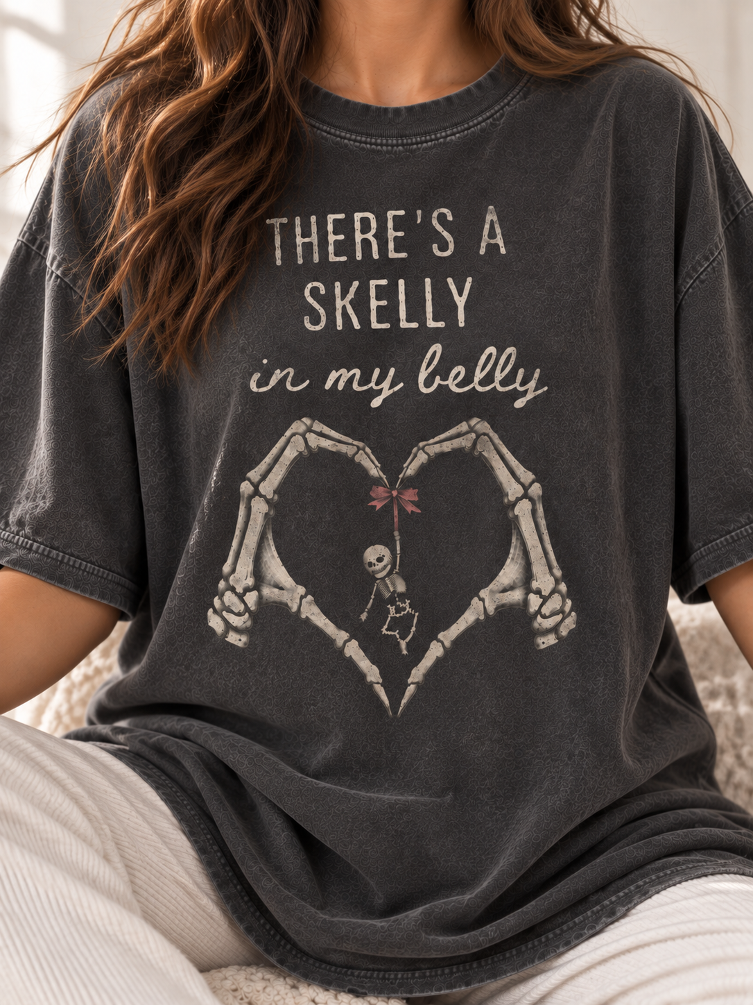 Skelly in My Belly Shirt, Halloween Pregnancy Announcement Tee